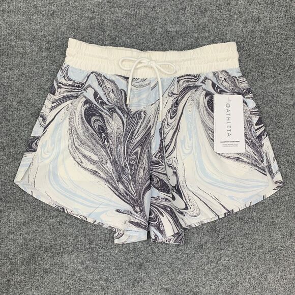 Athleta Shorts Womens XS Extra Small Blue Swirl Marble All Activity Drawstring - Picture 2 of 15